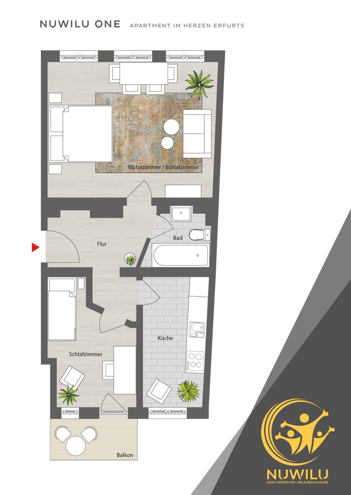 Nuwilu One - Apartment Mit Balkon Im Herzen Erfurts - Magenta Tv- Netflix - Disney Экстерьер фото